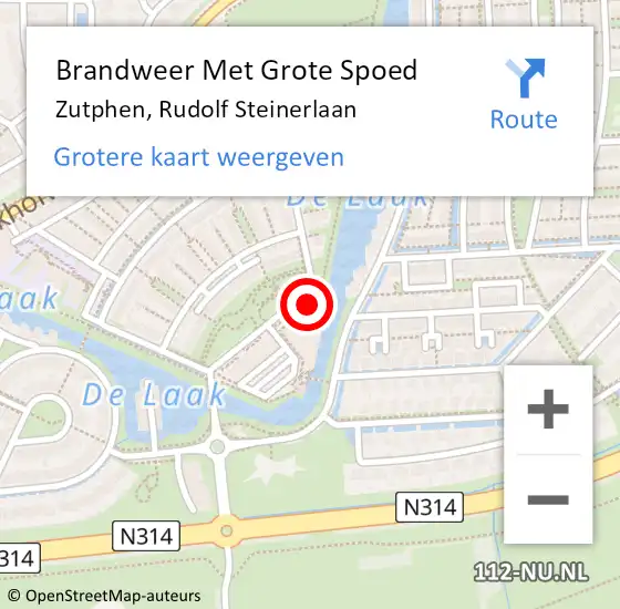 Locatie op kaart van de 112 melding: Brandweer Met Grote Spoed Naar Zutphen, Rudolf Steinerlaan op 20 juni 2024 17:15