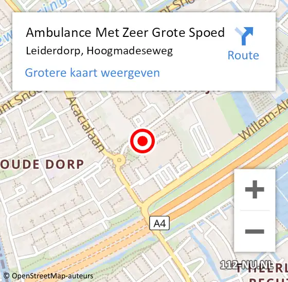 Locatie op kaart van de 112 melding: Ambulance Met Zeer Grote Spoed Naar Leiderdorp, Hoogmadeseweg op 20 juni 2024 17:15