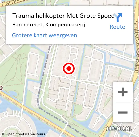 Locatie op kaart van de 112 melding: Trauma helikopter Met Grote Spoed Naar Barendrecht, Klompenmakerij op 20 juni 2024 17:19