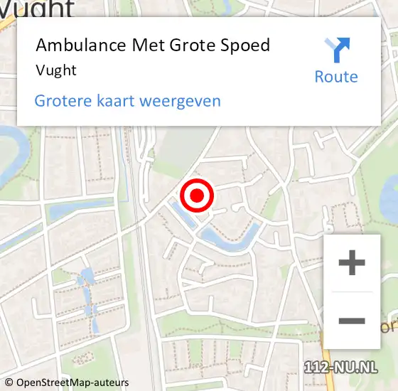 Locatie op kaart van de 112 melding: Ambulance Met Grote Spoed Naar Vught op 20 juni 2024 17:25