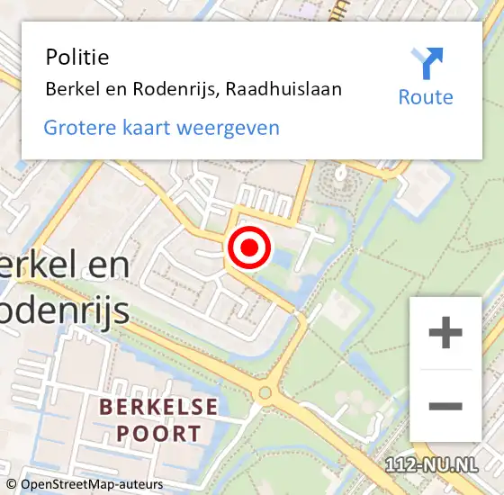 Locatie op kaart van de 112 melding: Politie Berkel en Rodenrijs, Raadhuislaan op 20 juni 2024 17:29