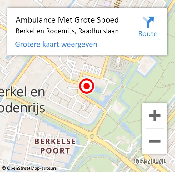 Locatie op kaart van de 112 melding: Ambulance Met Grote Spoed Naar Berkel en Rodenrijs, Raadhuislaan op 20 juni 2024 17:31