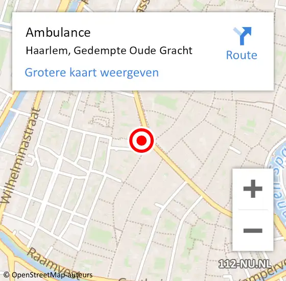 Locatie op kaart van de 112 melding: Ambulance Haarlem, Gedempte Oude Gracht op 20 juni 2024 17:35