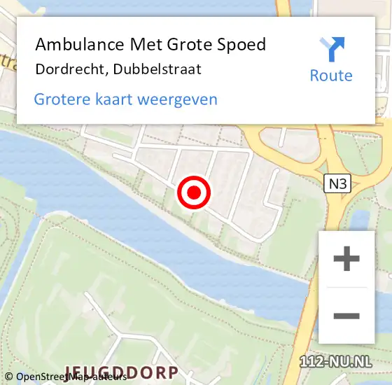 Locatie op kaart van de 112 melding: Ambulance Met Grote Spoed Naar Dordrecht, Dubbelstraat op 20 juni 2024 17:43