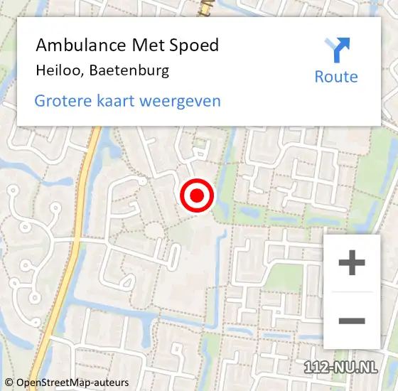 Locatie op kaart van de 112 melding: Ambulance Met Spoed Naar Heiloo, Baetenburg op 20 juni 2024 17:49