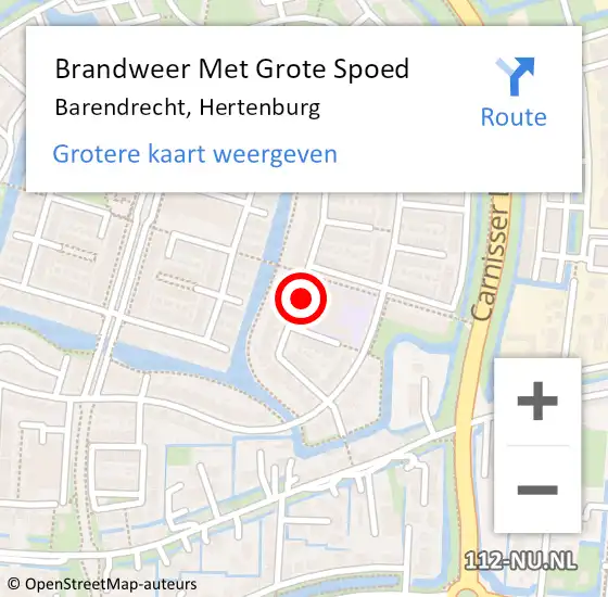 Locatie op kaart van de 112 melding: Brandweer Met Grote Spoed Naar Barendrecht, Hertenburg op 20 juni 2024 18:04