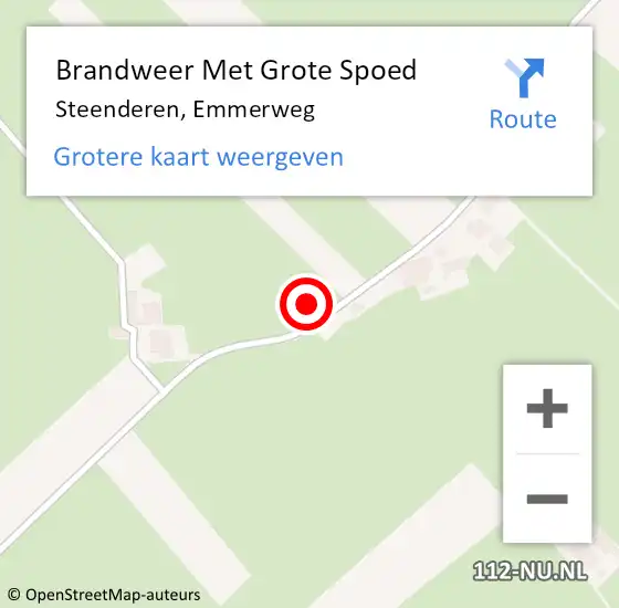 Locatie op kaart van de 112 melding: Brandweer Met Grote Spoed Naar Steenderen, Emmerweg op 20 juni 2024 18:04