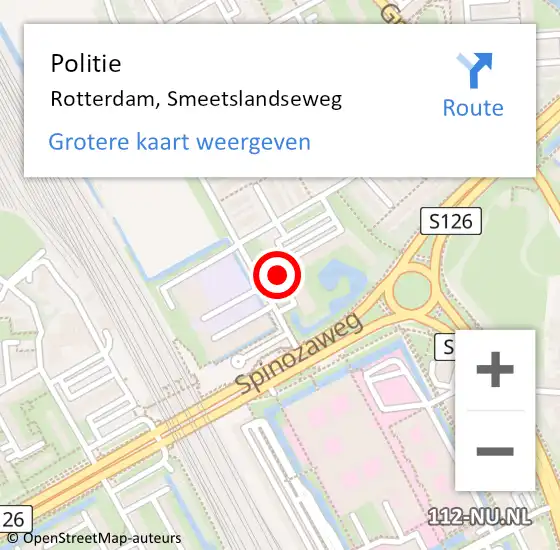 Locatie op kaart van de 112 melding: Politie Rotterdam, Smeetslandseweg op 20 juni 2024 18:10