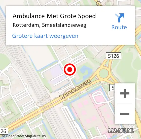 Locatie op kaart van de 112 melding: Ambulance Met Grote Spoed Naar Rotterdam, Smeetslandseweg op 20 juni 2024 18:23