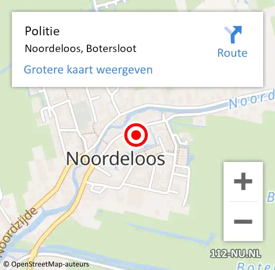 Locatie op kaart van de 112 melding: Politie Noordeloos, Botersloot op 20 juni 2024 18:30