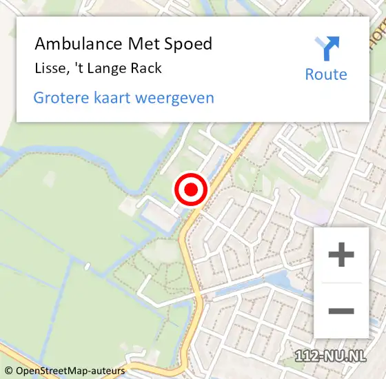 Locatie op kaart van de 112 melding: Ambulance Met Spoed Naar Lisse, 't Lange Rack op 20 juni 2024 18:50