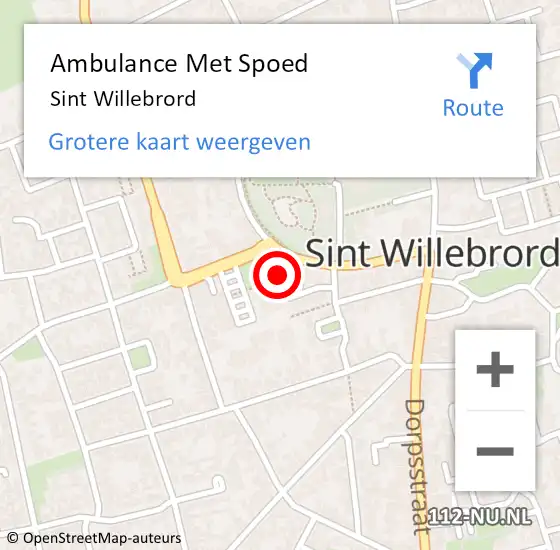 Locatie op kaart van de 112 melding: Ambulance Met Spoed Naar Sint Willebrord op 20 juni 2024 18:56