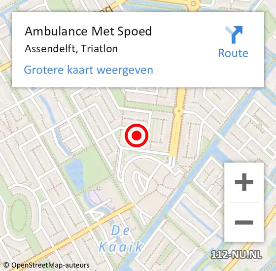 Locatie op kaart van de 112 melding: Ambulance Met Spoed Naar Assendelft, Triatlon op 20 juni 2024 19:02