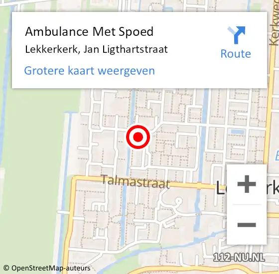 Locatie op kaart van de 112 melding: Ambulance Met Spoed Naar Lekkerkerk, Jan Ligthartstraat op 20 juni 2024 19:14