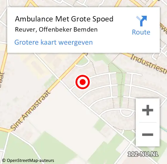 Locatie op kaart van de 112 melding: Ambulance Met Grote Spoed Naar Reuver, Offenbeker Bemden op 20 juni 2024 19:17