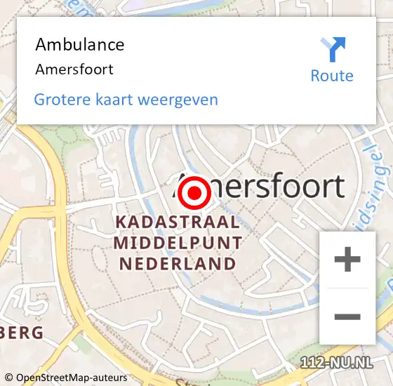 Locatie op kaart van de 112 melding: Ambulance Amersfoort op 20 juni 2024 19:25