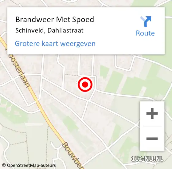 Locatie op kaart van de 112 melding: Brandweer Met Spoed Naar Schinveld, Dahliastraat op 20 juni 2024 19:30