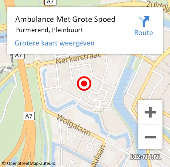 Locatie op kaart van de 112 melding: Ambulance Met Grote Spoed Naar Purmerend, Pleinbuurt op 20 juni 2024 19:34