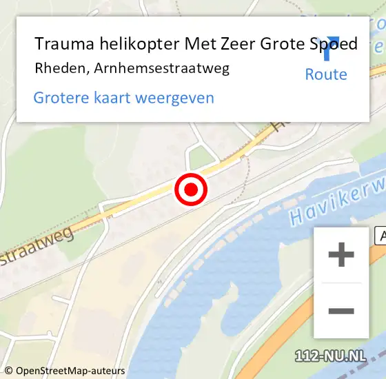 Locatie op kaart van de 112 melding: Trauma helikopter Met Zeer Grote Spoed Naar Rheden, Arnhemsestraatweg op 20 juni 2024 19:41