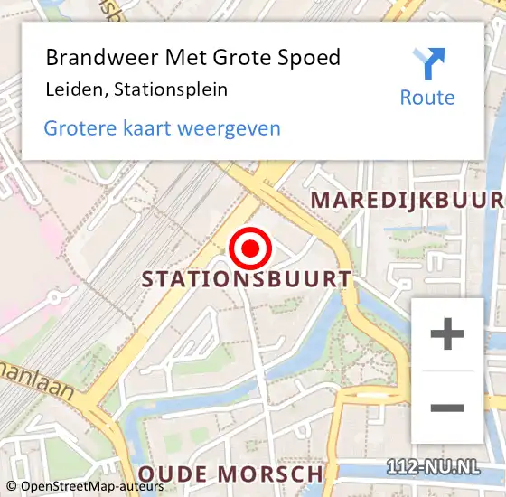 Locatie op kaart van de 112 melding: Brandweer Met Grote Spoed Naar Leiden, Stationsplein op 20 juni 2024 20:06