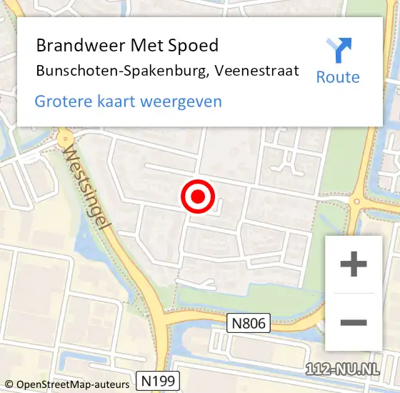 Locatie op kaart van de 112 melding: Brandweer Met Spoed Naar Bunschoten-Spakenburg, Veenestraat op 20 juni 2024 20:16