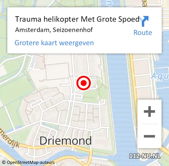 Locatie op kaart van de 112 melding: Trauma helikopter Met Grote Spoed Naar Amsterdam, Seizoenenhof op 20 juni 2024 20:18