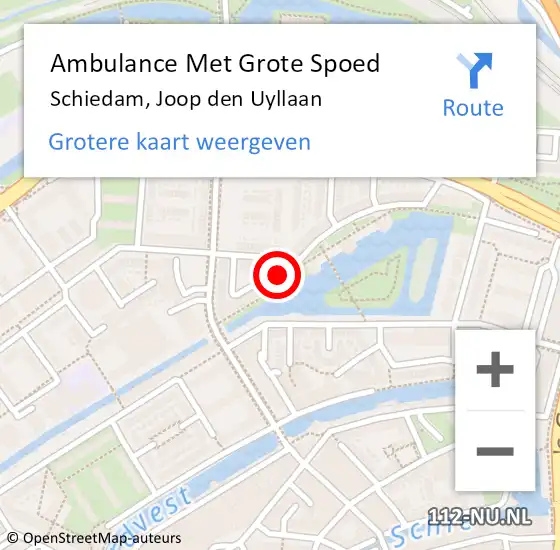 Locatie op kaart van de 112 melding: Ambulance Met Grote Spoed Naar Schiedam, Joop den Uyllaan op 20 juni 2024 20:28