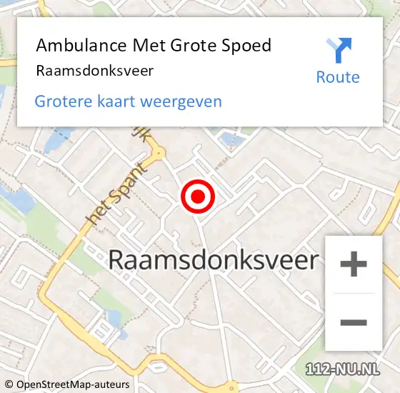 Locatie op kaart van de 112 melding: Ambulance Met Grote Spoed Naar Raamsdonksveer op 20 juni 2024 20:33