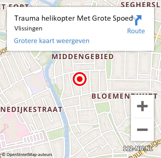 Locatie op kaart van de 112 melding: Trauma helikopter Met Grote Spoed Naar Vlissingen op 20 juni 2024 20:45