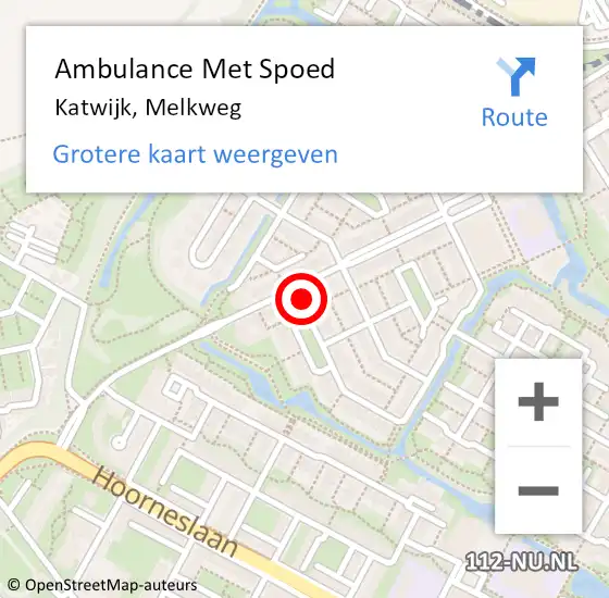 Locatie op kaart van de 112 melding: Ambulance Met Spoed Naar Katwijk, Melkweg op 20 juni 2024 20:54