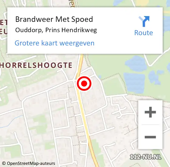 Locatie op kaart van de 112 melding: Brandweer Met Spoed Naar Ouddorp, Prins Hendrikweg op 20 juni 2024 21:22