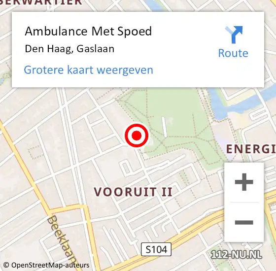 Locatie op kaart van de 112 melding: Ambulance Met Spoed Naar Den Haag, Gaslaan op 20 juni 2024 21:24