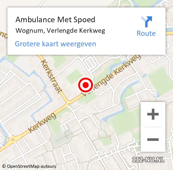 Locatie op kaart van de 112 melding: Ambulance Met Spoed Naar Wognum, Verlengde Kerkweg op 20 juni 2024 21:28