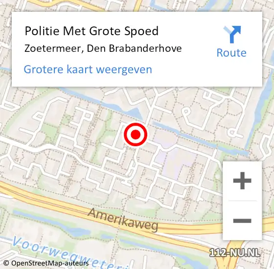 Locatie op kaart van de 112 melding: Politie Met Grote Spoed Naar Zoetermeer, Den Brabanderhove op 20 juni 2024 21:38