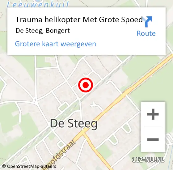 Locatie op kaart van de 112 melding: Trauma helikopter Met Grote Spoed Naar De Steeg, Bongert op 20 juni 2024 21:54