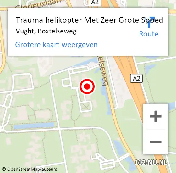 Locatie op kaart van de 112 melding: Trauma helikopter Met Zeer Grote Spoed Naar Vught, Boxtelseweg op 20 juni 2024 22:07