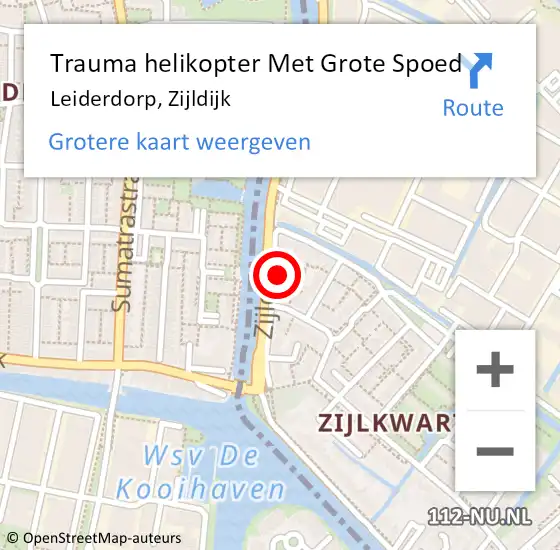 Locatie op kaart van de 112 melding: Trauma helikopter Met Grote Spoed Naar Leiderdorp, Zijldijk op 20 juni 2024 22:09
