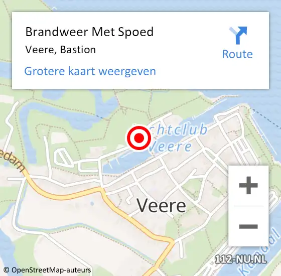 Locatie op kaart van de 112 melding: Brandweer Met Spoed Naar Veere, Bastion op 20 juni 2024 22:11