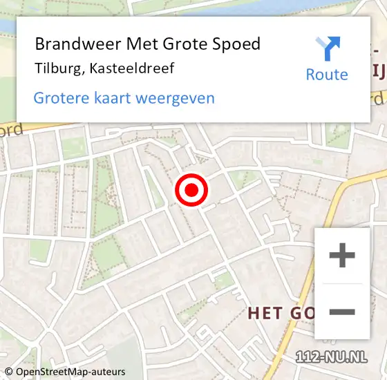 Locatie op kaart van de 112 melding: Brandweer Met Grote Spoed Naar Tilburg, Kasteeldreef op 20 juni 2024 22:14