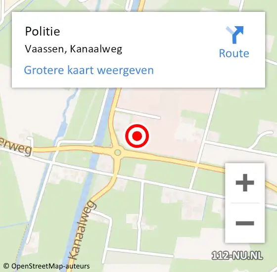 Locatie op kaart van de 112 melding: Politie Vaassen, Kanaalweg op 20 juni 2024 22:18