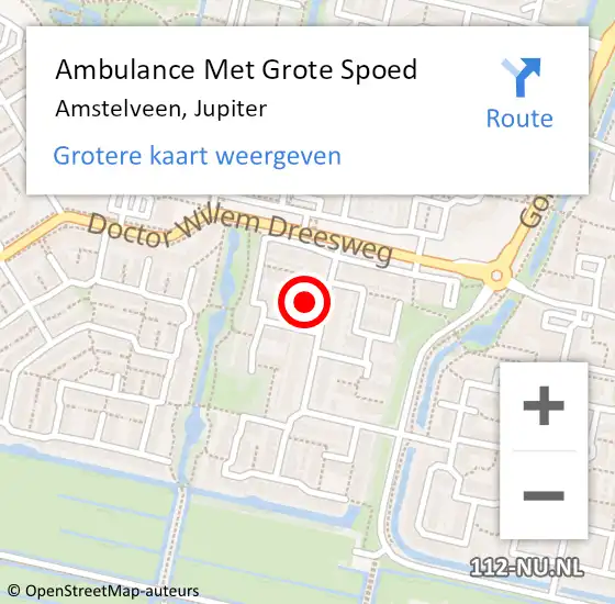 Locatie op kaart van de 112 melding: Ambulance Met Grote Spoed Naar Amstelveen, Jupiter op 20 juni 2024 22:31