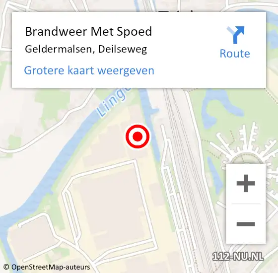 Locatie op kaart van de 112 melding: Brandweer Met Spoed Naar Geldermalsen, Deilseweg op 20 juni 2024 22:38