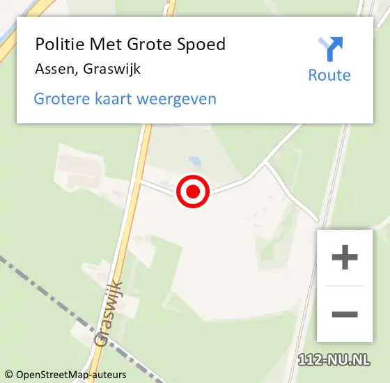 Locatie op kaart van de 112 melding: Politie Met Grote Spoed Naar Assen, Graswijk op 20 juni 2024 22:50