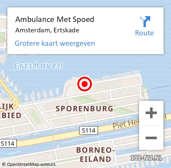 Locatie op kaart van de 112 melding: Ambulance Met Spoed Naar Amsterdam, Ertskade op 20 juni 2024 23:00