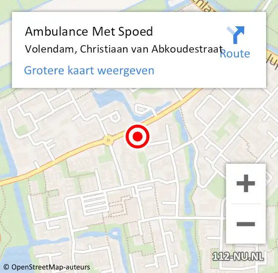 Locatie op kaart van de 112 melding: Ambulance Met Spoed Naar Volendam, Christiaan van Abkoudestraat op 20 juni 2024 23:08