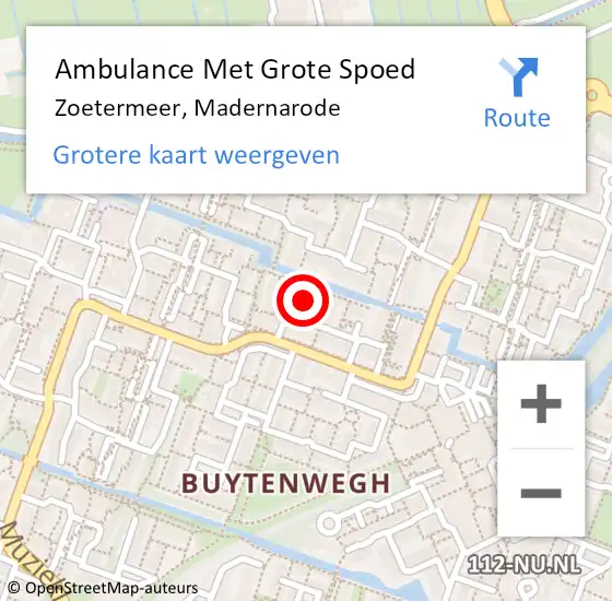 Locatie op kaart van de 112 melding: Ambulance Met Grote Spoed Naar Zoetermeer, Madernarode op 20 juni 2024 23:22