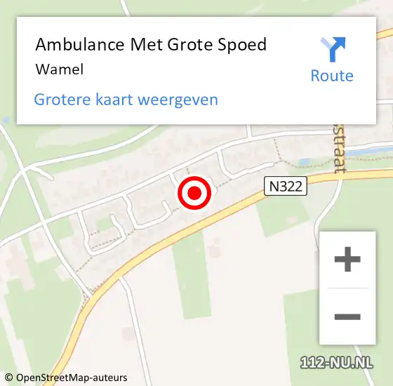 Locatie op kaart van de 112 melding: Ambulance Met Grote Spoed Naar Wamel op 20 juni 2024 23:27