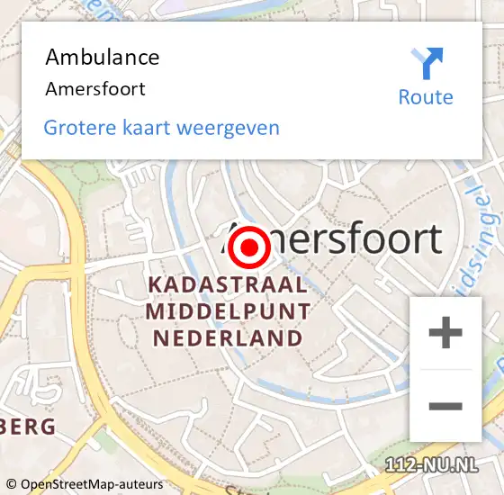 Locatie op kaart van de 112 melding: Ambulance Amersfoort op 20 juni 2024 23:28