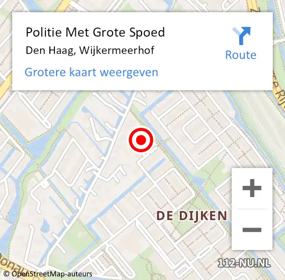 Locatie op kaart van de 112 melding: Politie Met Grote Spoed Naar Den Haag, Wijkermeerhof op 20 juni 2024 23:32