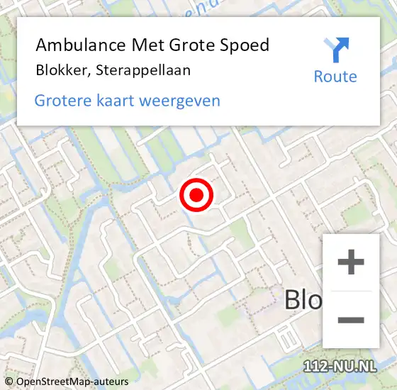 Locatie op kaart van de 112 melding: Ambulance Met Grote Spoed Naar Blokker, Sterappellaan op 20 juni 2024 23:39